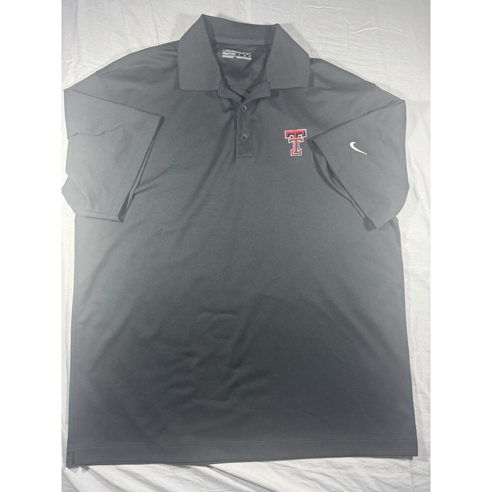 Nike Golf DryFit Black Texas Tech Short Sleeve Polo Size Large